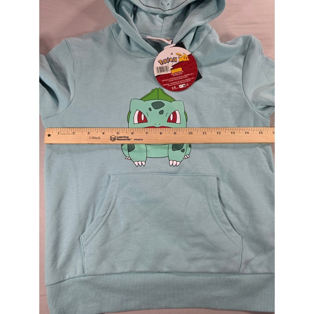 Pokemon Bulbasaur Kids Graphic Hoodie Aqua Blue Fleece Sweatshirt Size 7/8 NWT - Picture 5 of 8